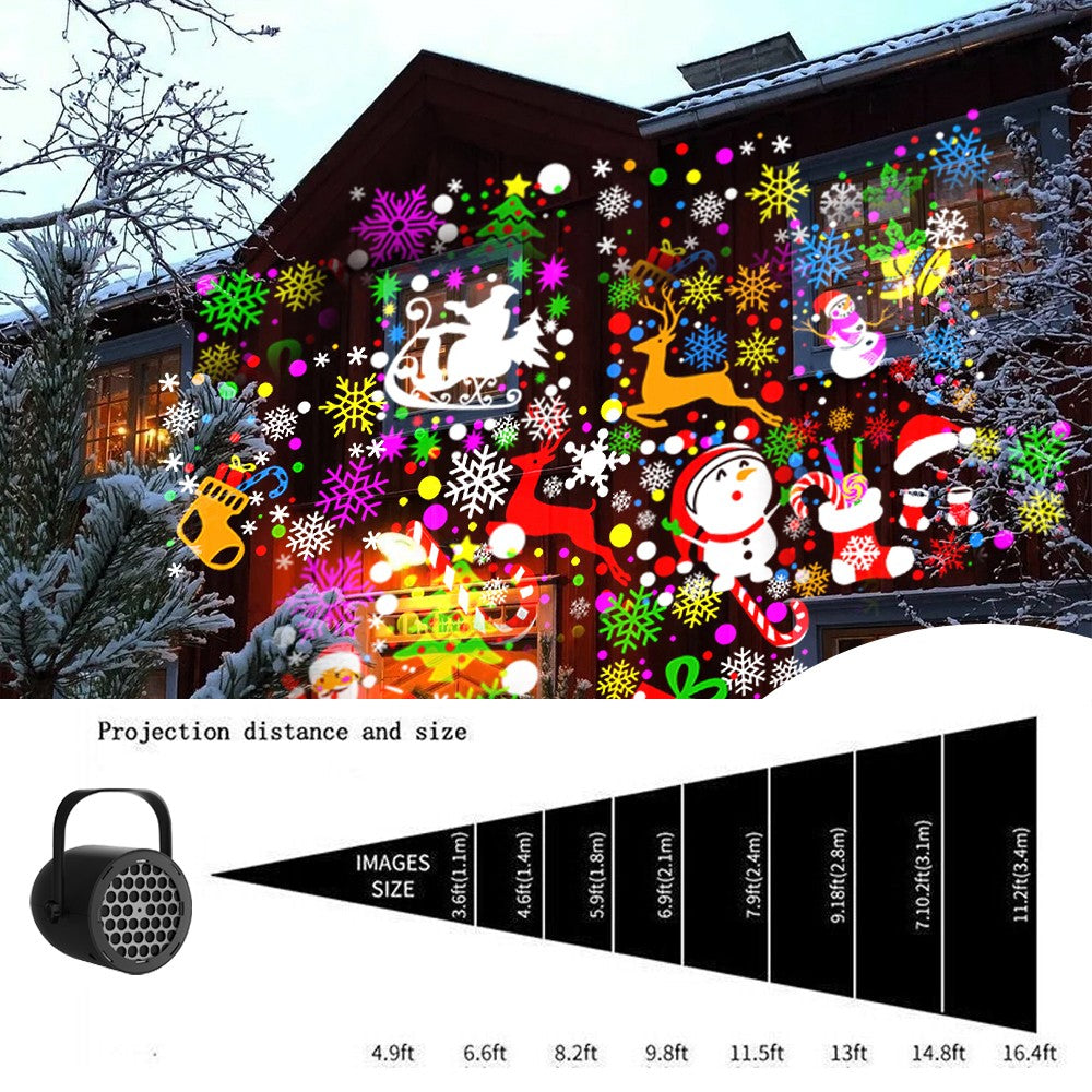 Christmas LED Snowflake Projector Light Elk Xmas Moving Lamp Home Deco Landscape